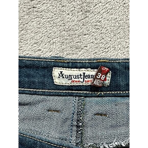 August Jeans Womens Size 38 Blue Faded Embroidered - Picture 3 of 7